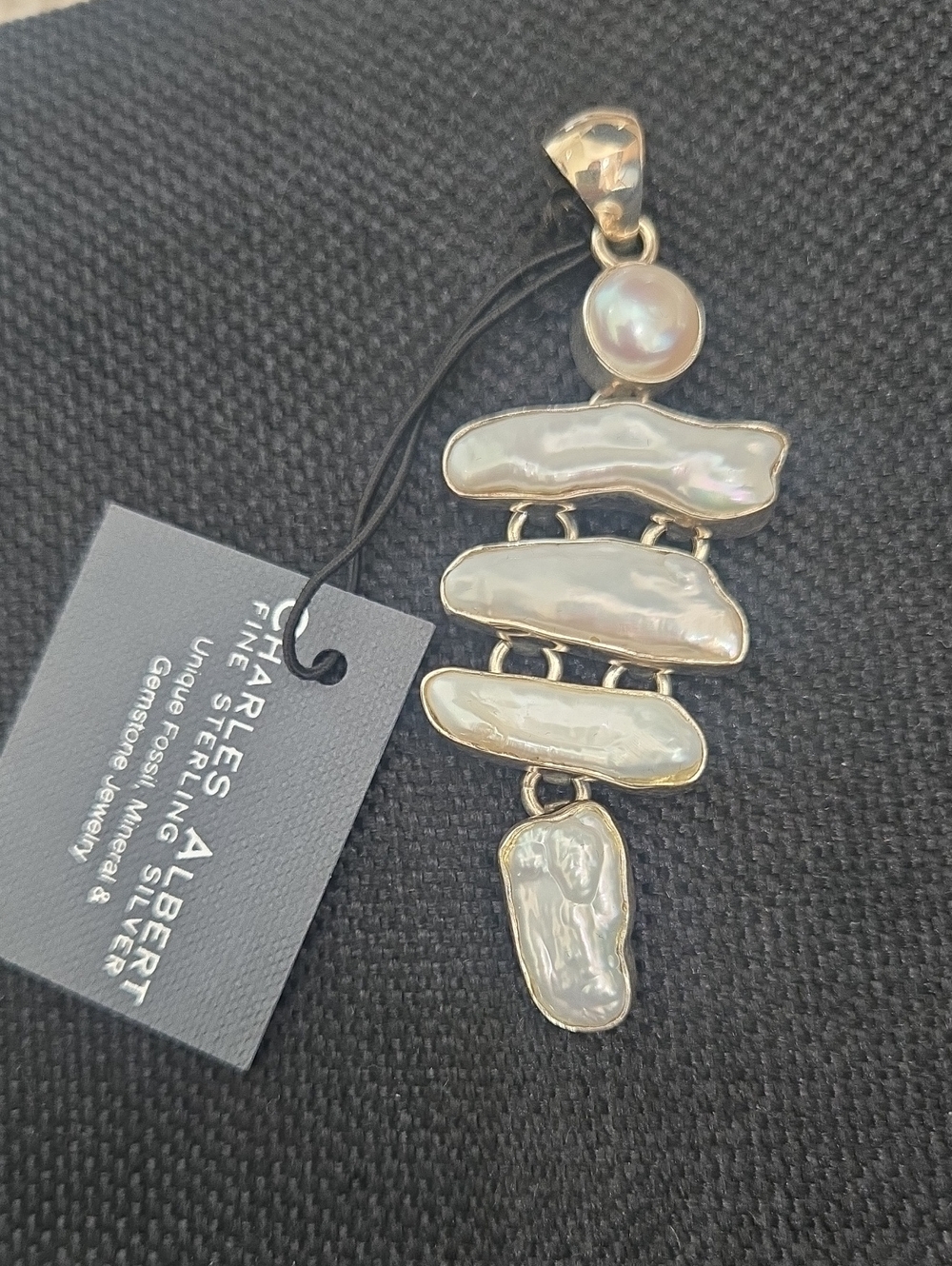 Charles Albert Fine Silver and White Pearl Necklace